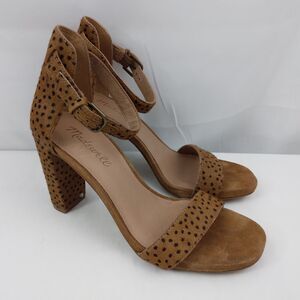 Madewell The Brooke Ankle-Strap Heels in Spot Dot Calf Hair Womens Size 6.5